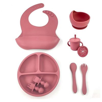 Silikon Baby-Essgeschirr-Set mit Sauggeschirr, 8-teilig