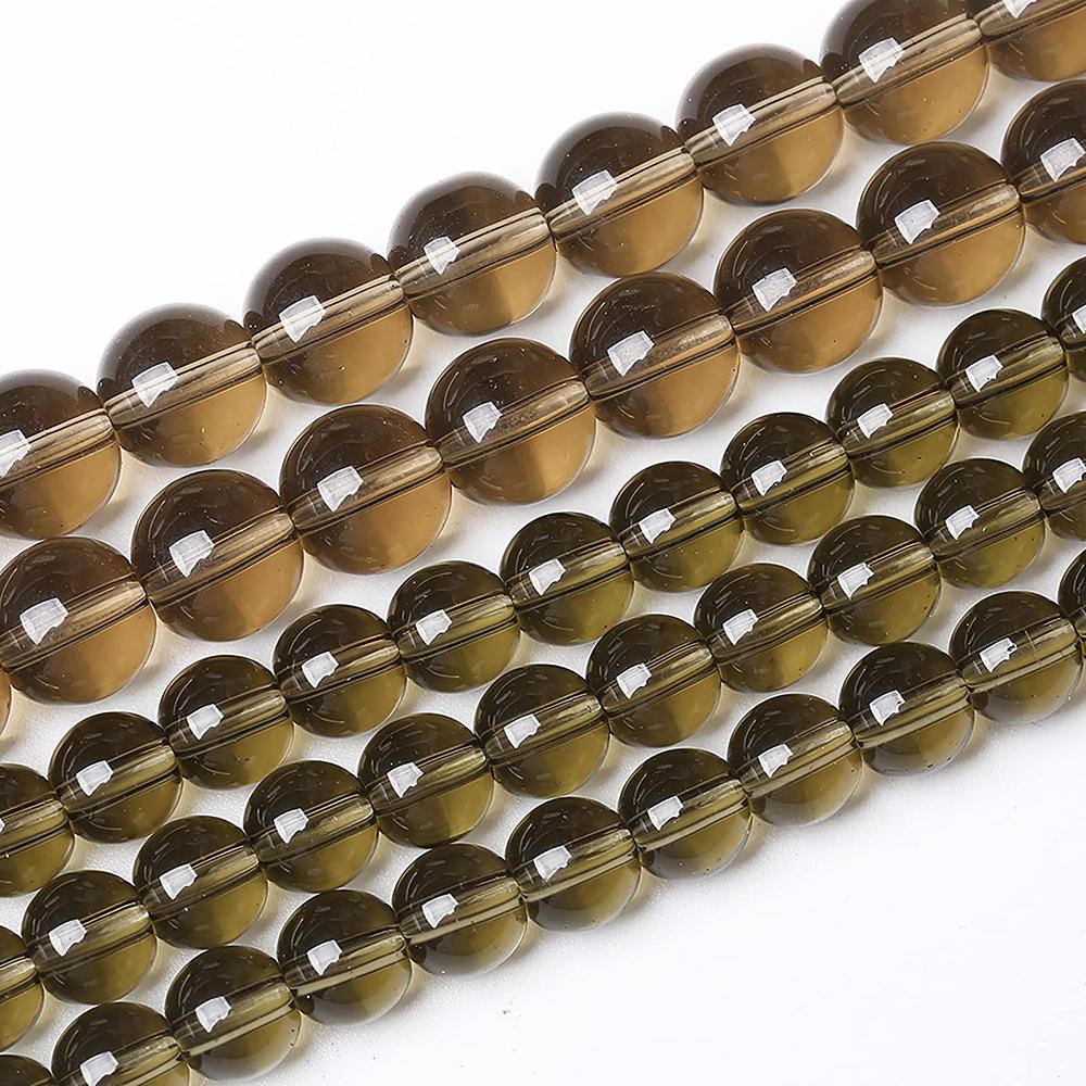Smoky Crystal Glass Round Beads 15"Strand Smooth Loose Spacer Beads 4/6/8/10/12mm for Jewelry Making DIY Bracelets Accessories