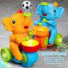 Crawling Toys for Babies 6-12 Months, Drumming Elephant Blowing Ball Walking Car with Music Light, Musical Train Infant Educational Toy