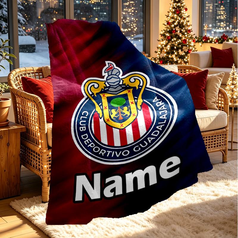 Custom Name Personalized Club Deportivo Guadalajara Print Blanket, Home Decor, Bedroom, Sofa, Camping, Couch, Gifts for Birthday ChristmasEnthusiasts