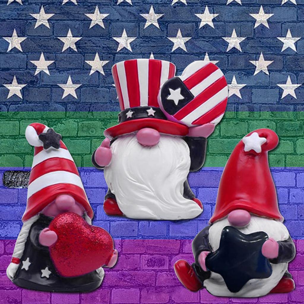 4th Of American Independence Day Patriotic Striped Resin Statue American Independence Day Decoration Gift Handmade Home Tiered Tray Figurine