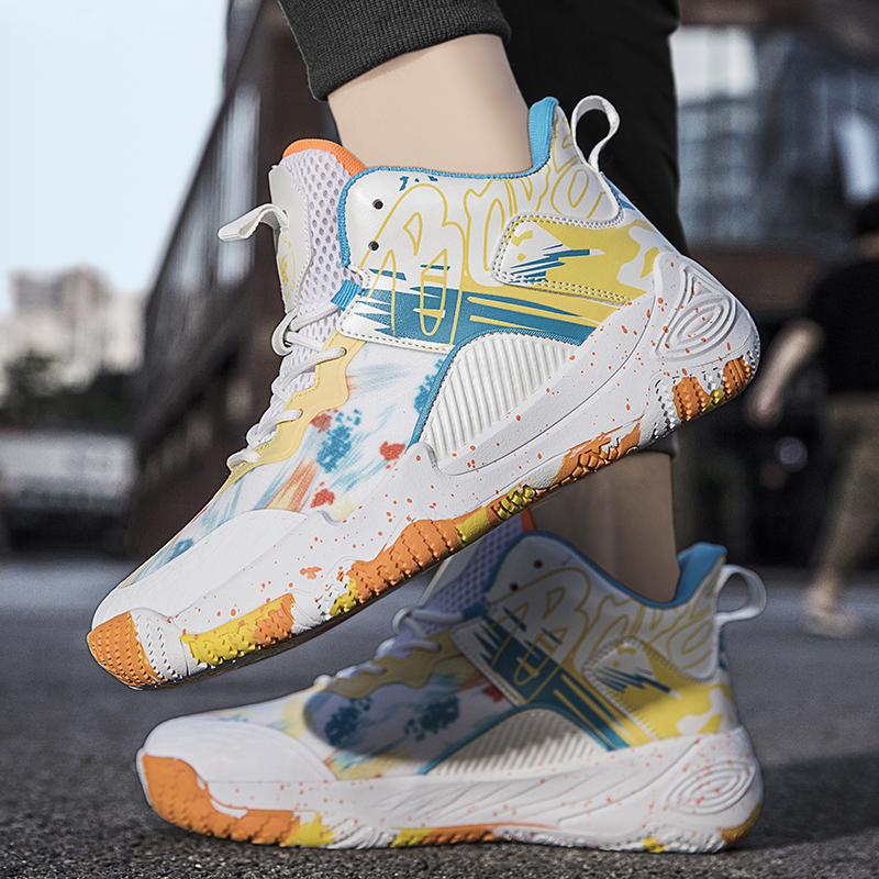 Anti-slip actual combat basketball shoes male professional students sports students youth mesh breathable sports shoes