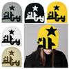 Women Knit Beanie Hats Warm Ear Protector Hat Teens Jacquard Star Handmade Hat