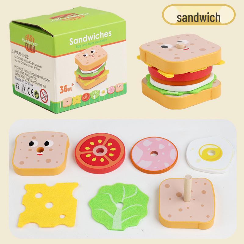 

Деревянный набор для ролевой игры «Гамбургер и картофель фри» - Развивающая игрушка для детей