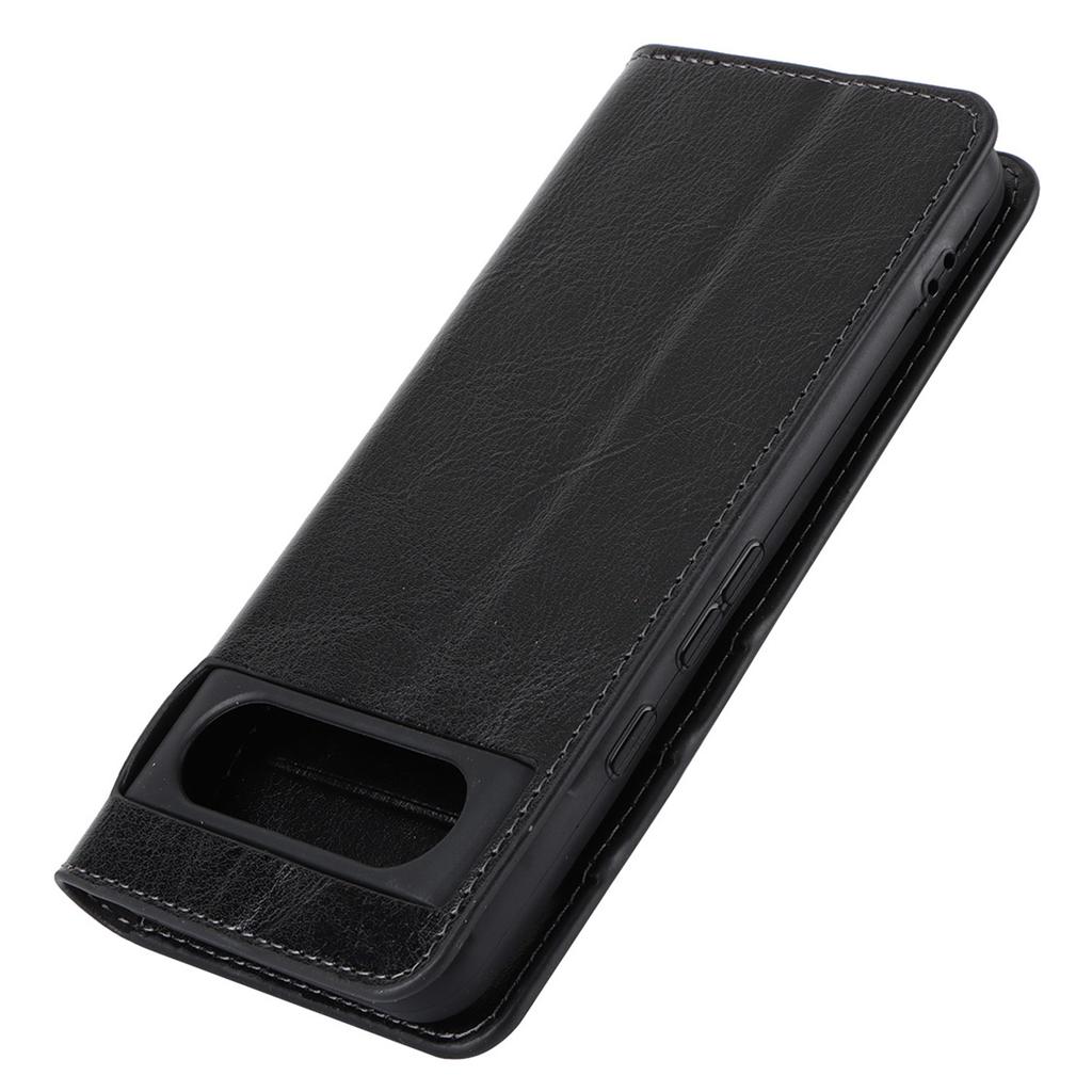 For Google Pixel 8 Flip Stand Wallet Crazy Horse Texture Cover Genuine Cow Leather Phone Case