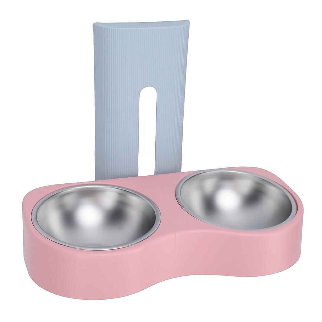 Wall Mounted Pet Feeding Bowl Stainless Steel Height Double Bowls Wall Pet Dish Feeding Station