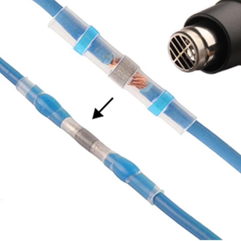 50PCS Heat Shrinkable Insulated Electrical Wire Terminals Butt Splice 3:1 Waterproof Solder Seal Wire Connectors
