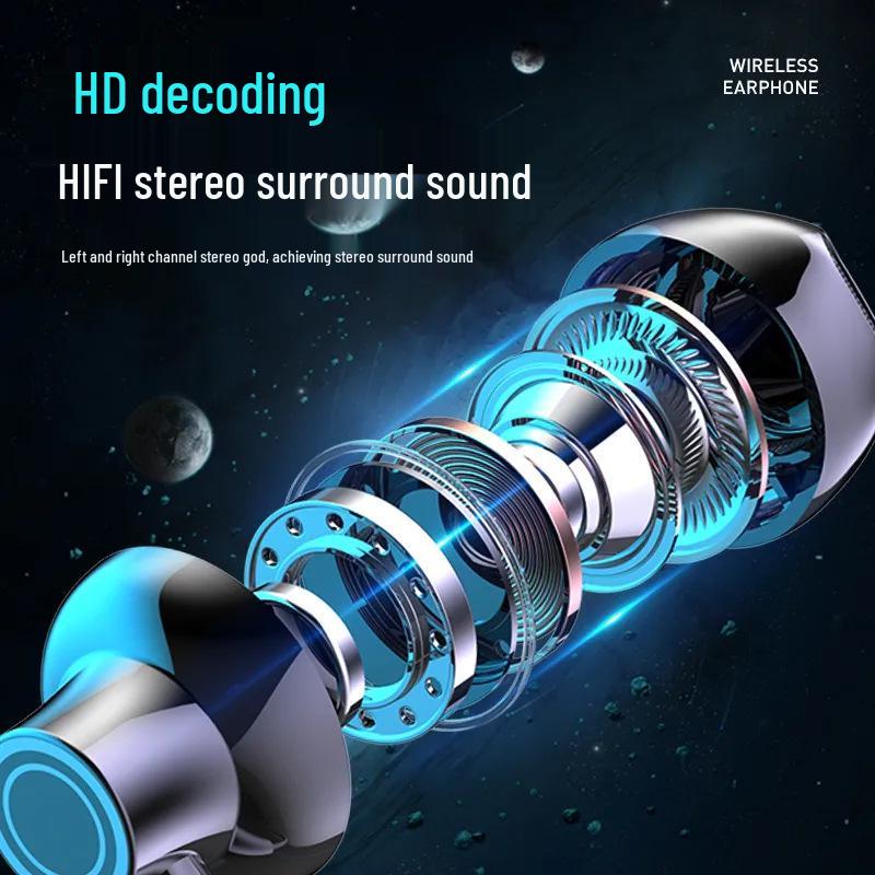 Bluetooth 5.0 Neckband Earphones with Digital Display, Dual Earbuds, Neck-hanging Design, 500mAh Battery for Ultra-long Life