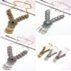 Vintage Water Drop Tassel Necklace With Rhinestone Hollow Geometric Pendant For Women