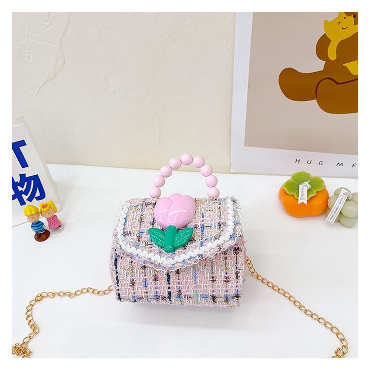 Childrens Cartoon Pattern Pu Shoulder Bag With Artificial Pearl Bow And Flower Decoration For Daily Casual Wear