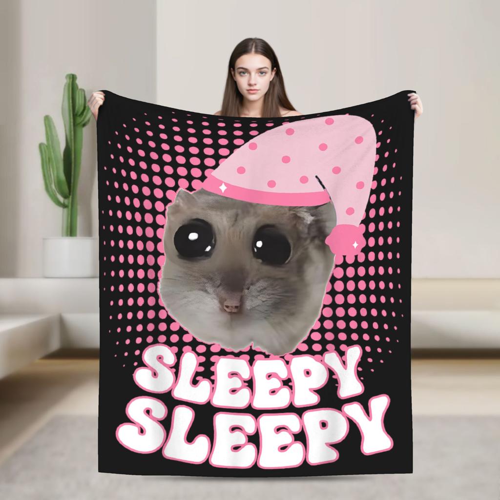 Lustiger Hamster Schlafsüße Decke Flanell Dekoration Schlafenszeit Schläfrig Multifunktion Ultra-Weiche Überwurfdecken für Bettwäsche