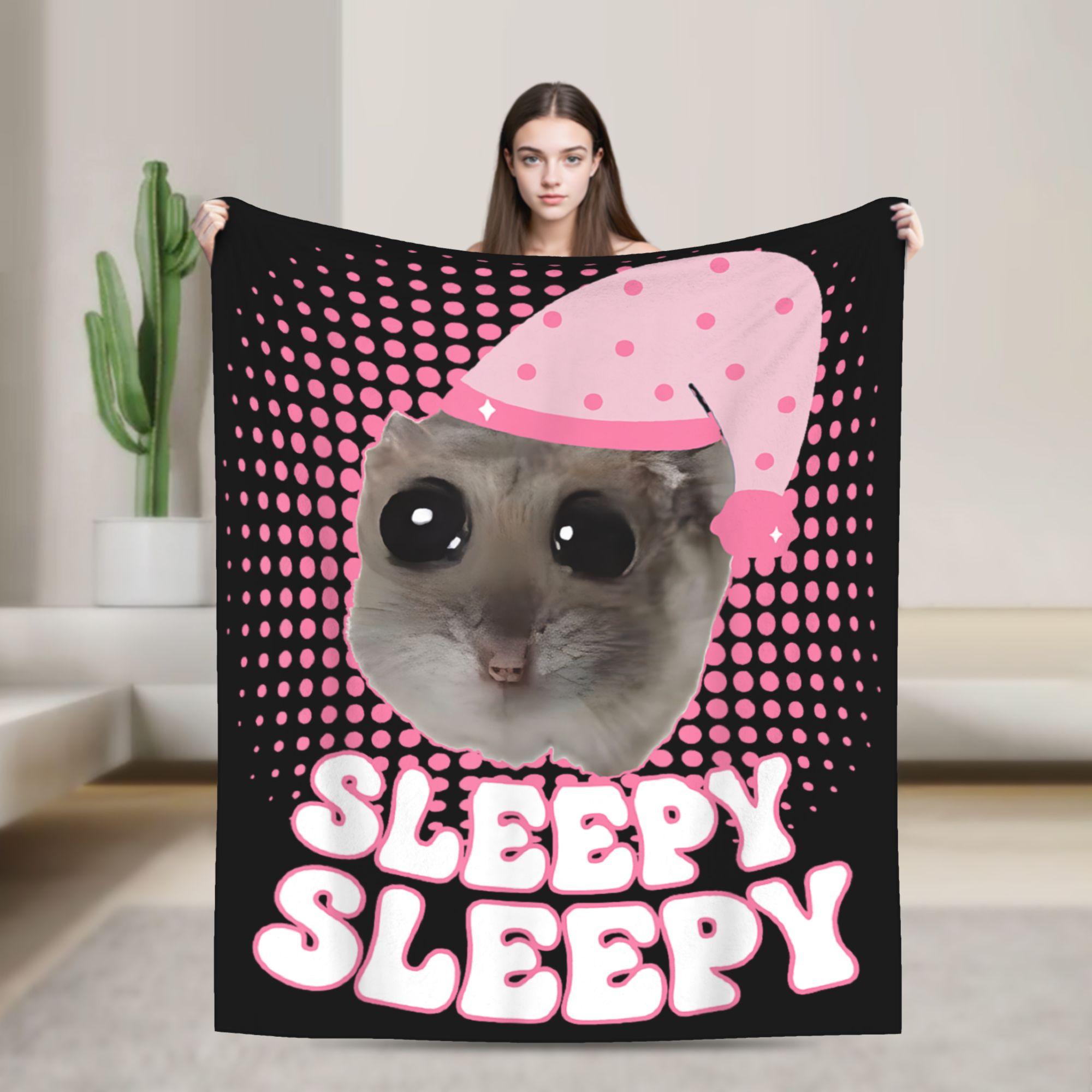 Funny Hamster Sleep Cute Blanket Flannel Decoration Bed Time Sleepy Multifunction Ultra-Soft Throw Blankets for Bedding 75x90cm