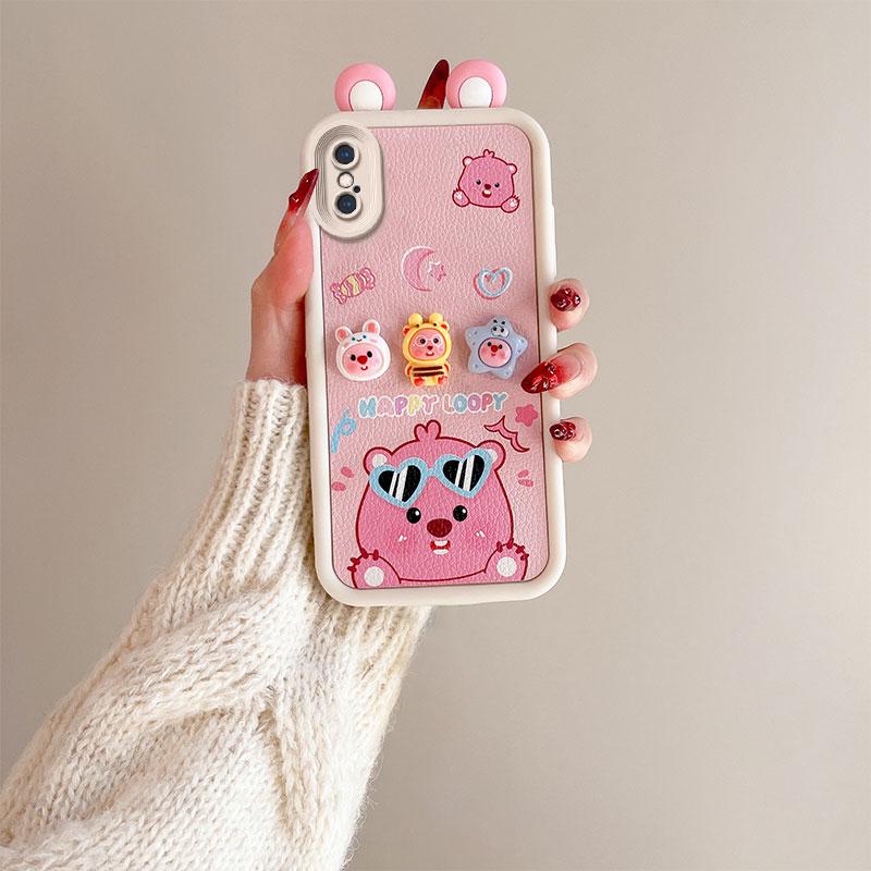 KEYSION Cute Ear 3D Cartoon Case for iPhone XS Max X with Bracelet Soft Silicone Shockproof Phone Back Cover for iPhone XR