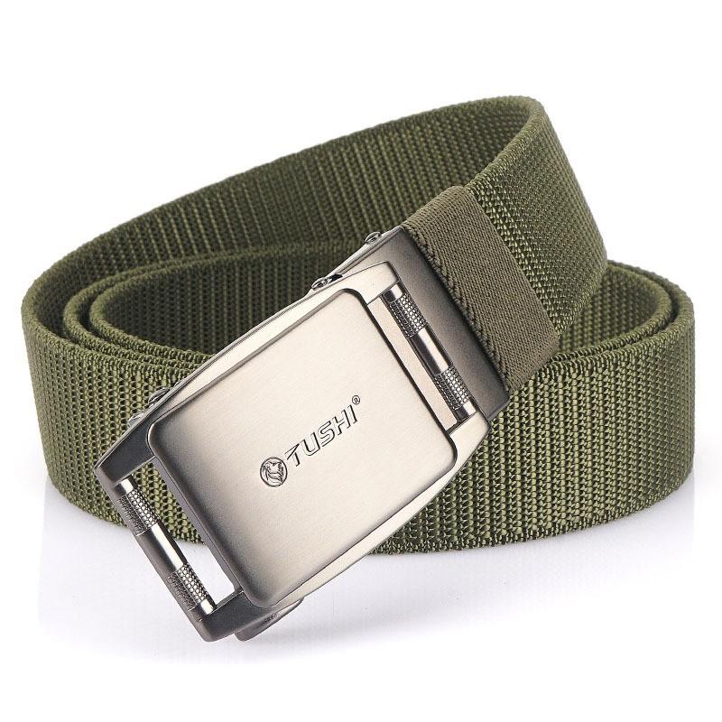 3.5CM Automatic Buckle Knitted Elastic Nylon Belt Men s Outdoor Training Pants Canvas 120cm