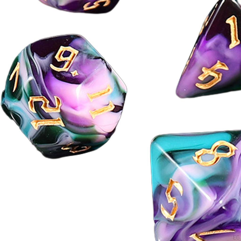 7 Acrylic Dice Set for Board Games, D4 D8 D10 D12 D20 Multi Sided RPG