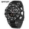 SANDA 6296 Three Pin Men's Electronic Watch Fashionable Men's Electronic Watch Sports Multifunctional Waterproof Large Dial