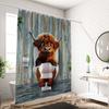1PC Cattle In Toilet Pattern Printed Shower Curtain, Waterproof, with 12 Hooks, Bathroom Showers, Bathtub, Home Use