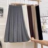 Women S Thick Knitted High Waist Midi A Line Pleated Skirt