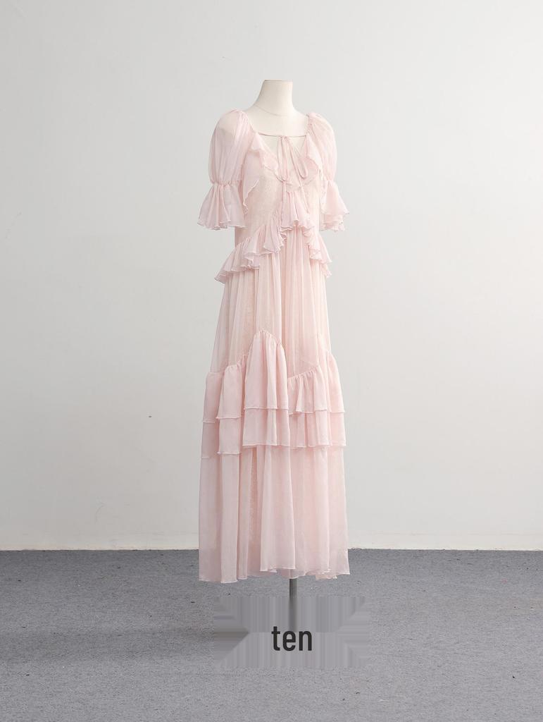 Pink One-Piece Ruffled & Laced Fairy Vacation Dress