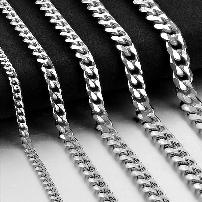 Stainless Steel Six-Sided Polished Cuban Bracelet: 3.5/5/7mm, Hip-hop Style, Simple and Trendy