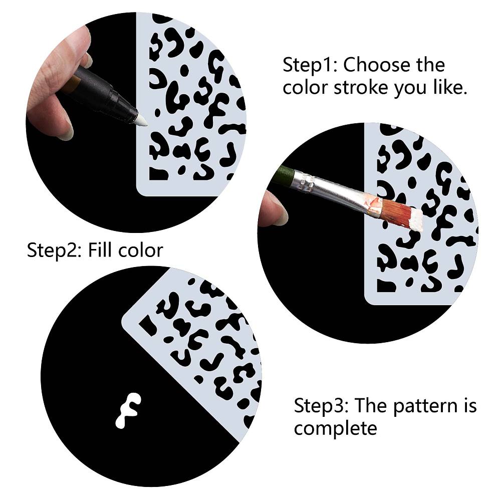 Stencils de Dessin Peinture en Plastique PET Modèles Carré Blanc Crème Motif Imprimé Léopard 30x30cm
