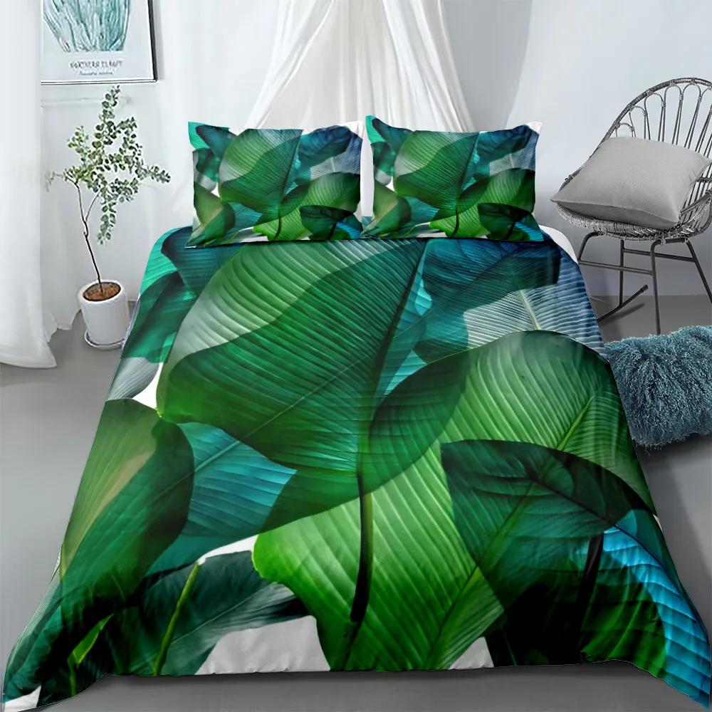 Tropical Palmtre Leaves Beding Set King Quen Double Ful Twin Single Sized Dimensions Soft with Soft Fabric Duvet Cover Pilow Case Bed Linen Set