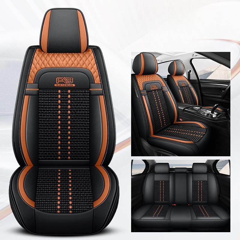 

Full-Coverage Car Seat Covers Set for 5 Seats Premium PU Leather and Breathable Ice Silk Seat Cover for Universal Fit