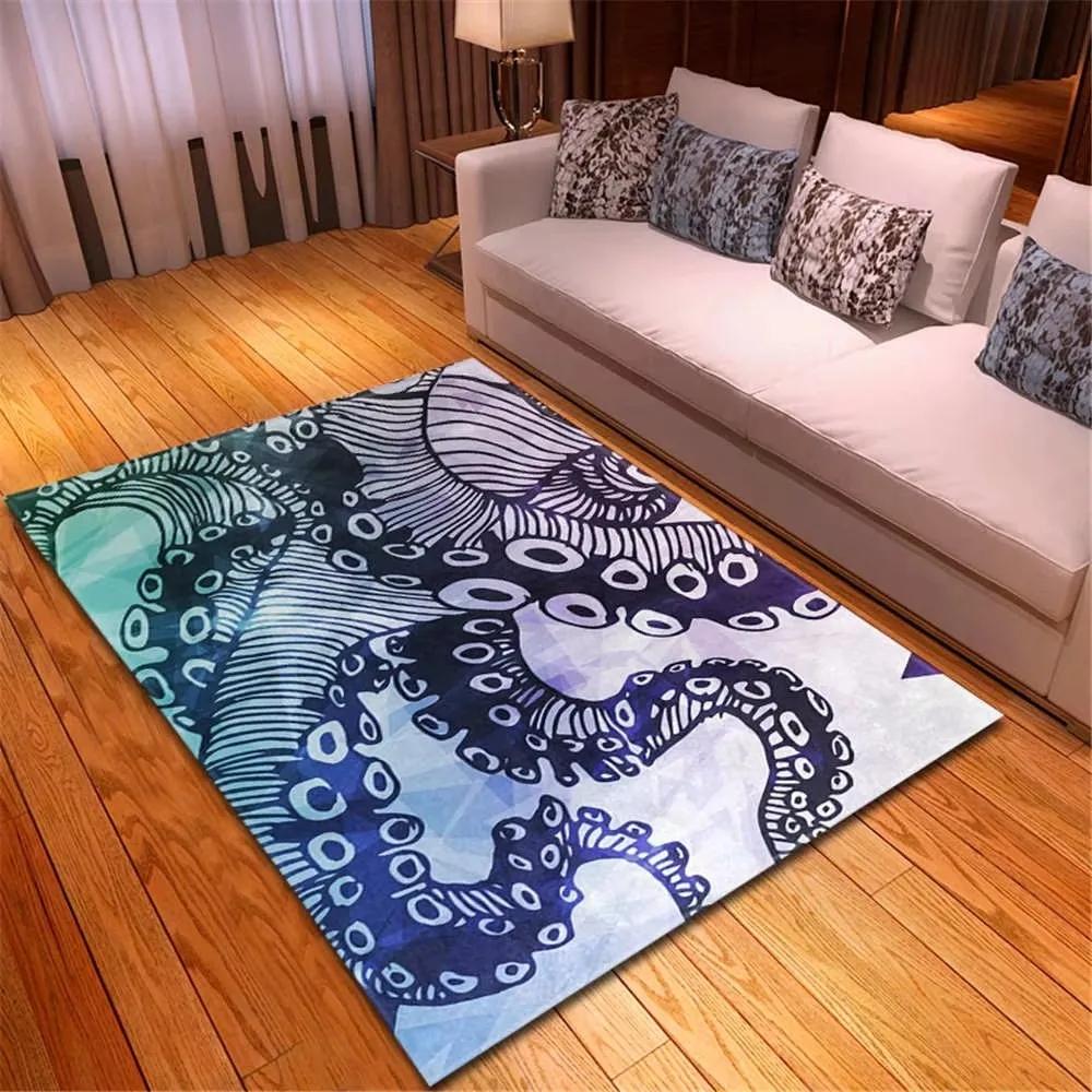 Oktopus Wohnzimmer Teppich Monster Oktopus Schlafzimmer Bereichsteppich Kinder Heimzimmer Bodenmatte Küche Badezimmer Matte Rutschfest Dekor