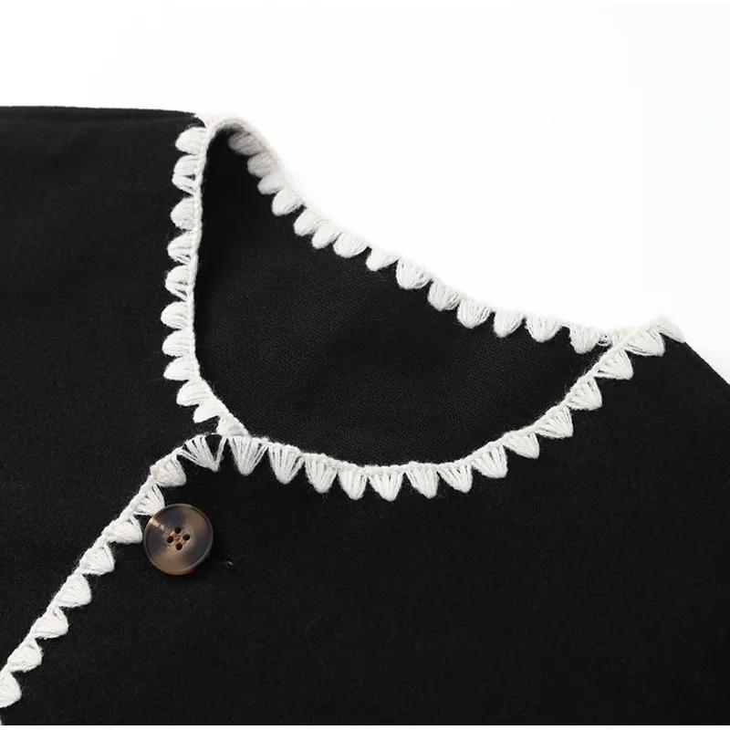 Шикарные карманные лоскутные вязаные укороченные куртки Женский однобортный кардиган — фото 14