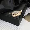 Brooch Retro Style Leaf Floral Design Lapel Pin with Faux Opal Inlaid Sweaters Collars Hats Bags Coats Scarves Badge Outfit Accessory