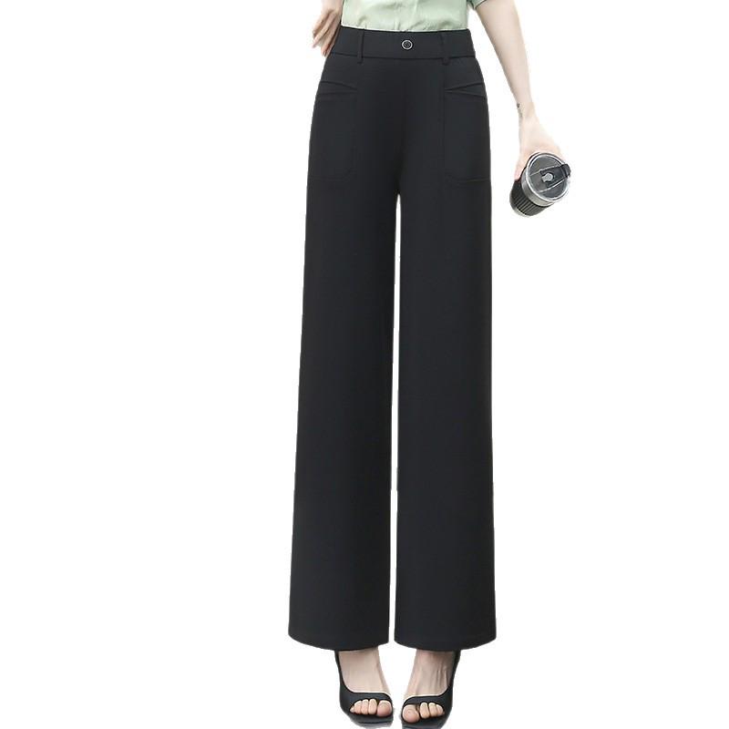 2026 Women's High-Waist Wide-Leg Herringbone Pants – Spring/Autumn Casual Suit
