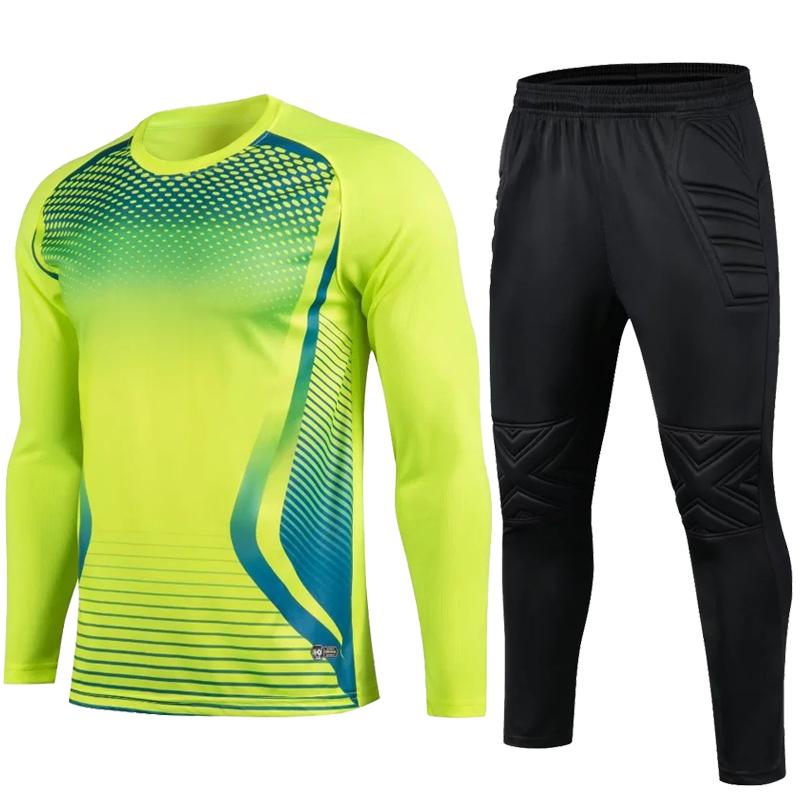 Herren Erwachsenen Fußball Torwart Uniform Schutzschwamm Fußball Langarm Kinder Training Torwart Fußball Trikot Oberteil Hose