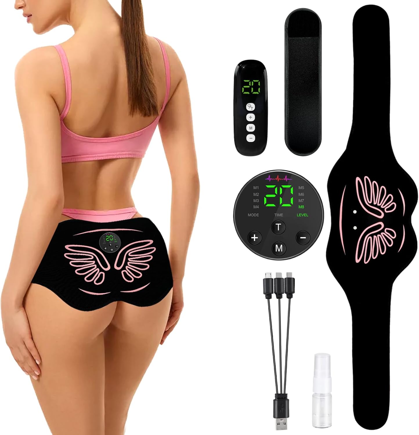 

EMS Миостимулятор Тренажер для Бедер Тренажер для Ягодиц Электрический Массажер для Ягодиц Тонизатор Мышц Помогает Подтянуть Придать Форму Укрепить Ягодицы Женщины Мужчины розовый