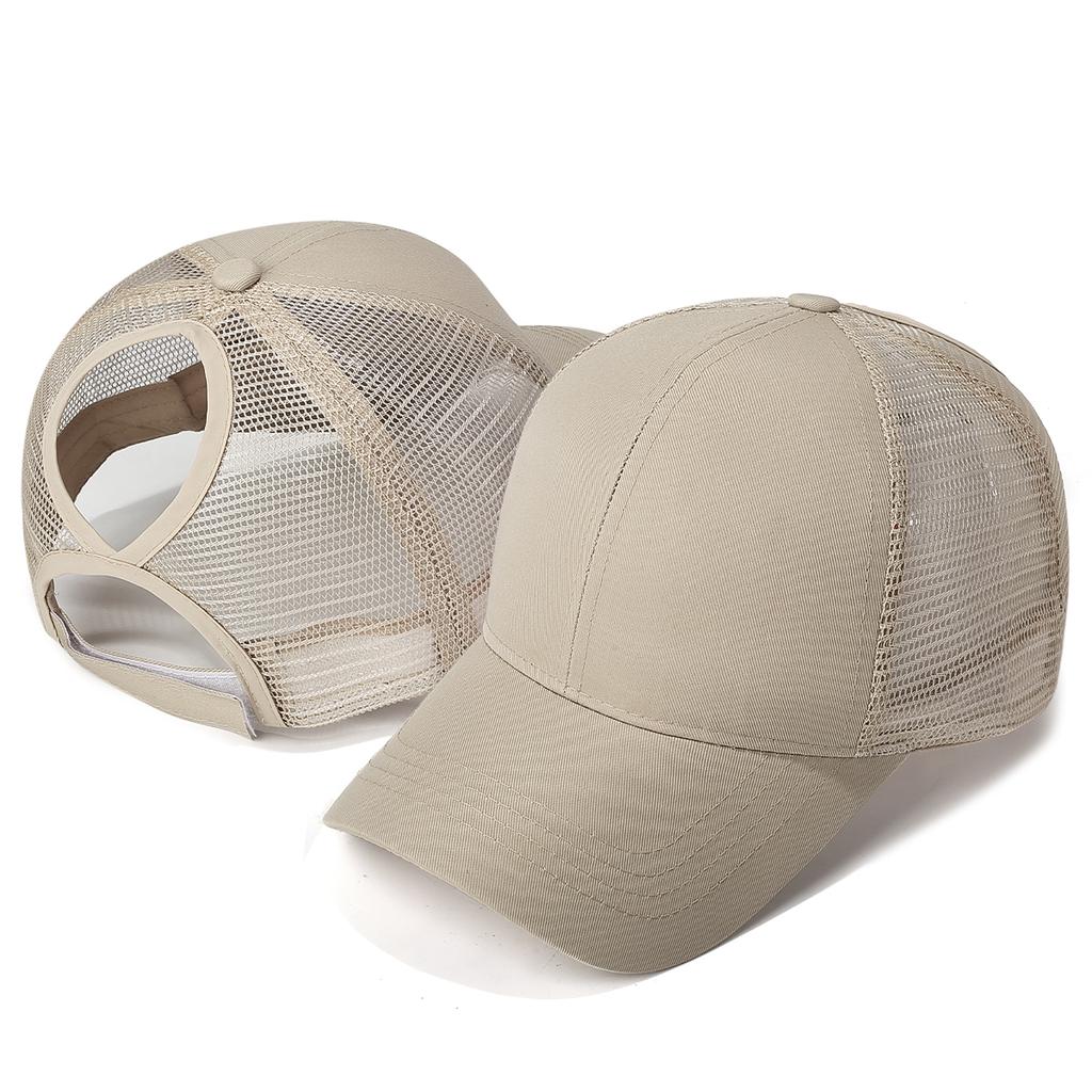 New Ponytail Hole Baseball Cap Solid Summer Fashion Leopard Print Mesh Hat Women's Personalized Velcro Adjustable Hat