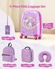 Kids Luggage Set, 5 Piece, 45.7 Cm Hardside Rolling Wheels Suitcase with Backpack & U-shape Pillow, Unicorn Kids Carry On Luggage Set, Holiday