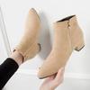 Fashion Women Boots Casual Leather Low High Heels Spring Shoes Woman Pointed Toe Rubber Ankle Boots Black Red Zapatos Mujer785