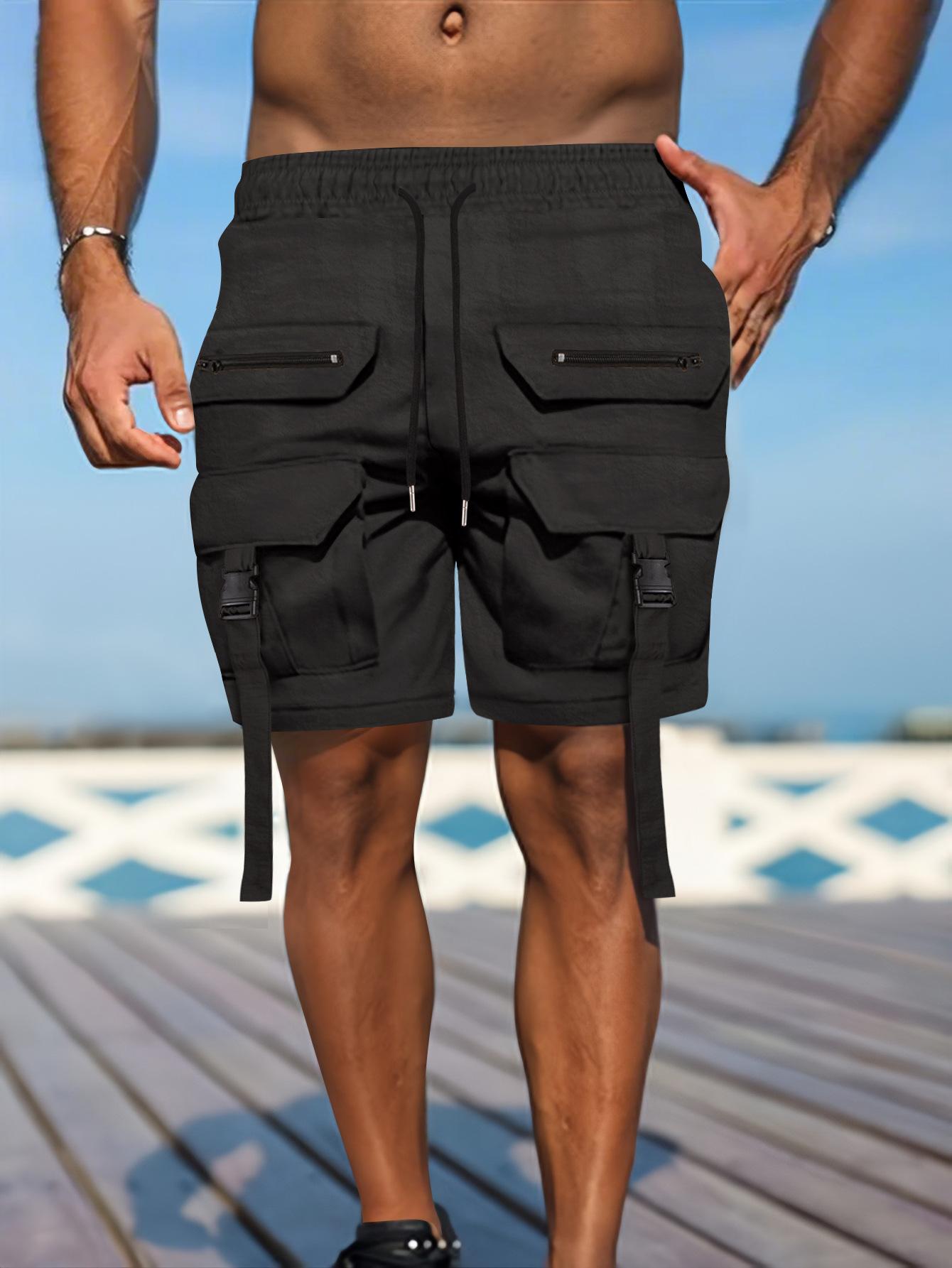 

Men s Summer Tactical Cargo Shorts, Multi-Pocket Paratrooper Shorts, Loose Fit Athletic Knee-Length Casual Shorts S чёрный
