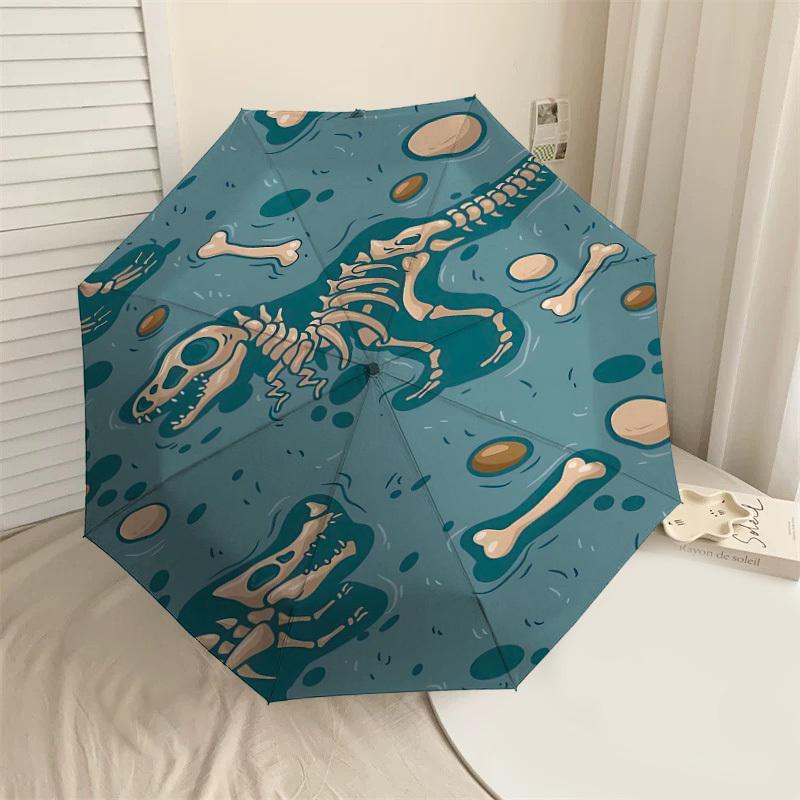 

1PC Dinosaur Fossils Umbrella-8-Rib Reinforced Portable Folding Travel Suitable for All Seasons Outdoor Daily Use -J0341