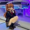 New Century Evangelion Asuka Anime Action Doll Model Computer Desktop Decoration Kawaii Squatting Pvc Model Toy Doll Collectible
