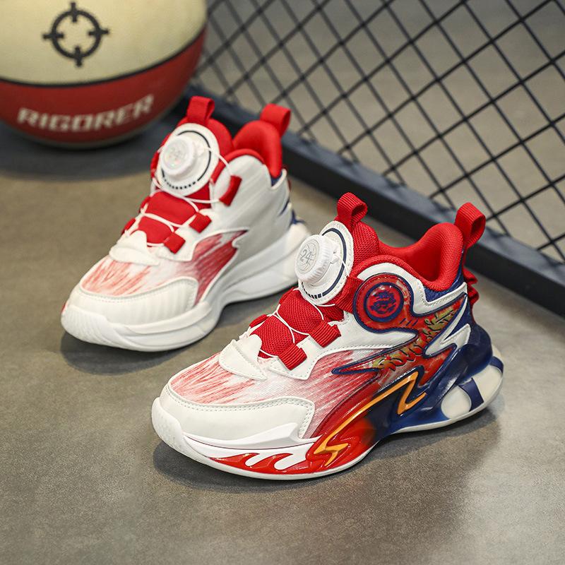 Breathable Rotary Buckle Classmate Running Boys Spring and Autumn Sneakers Mesh Middle and Older Children's Basketball Shoes Fashion 2025