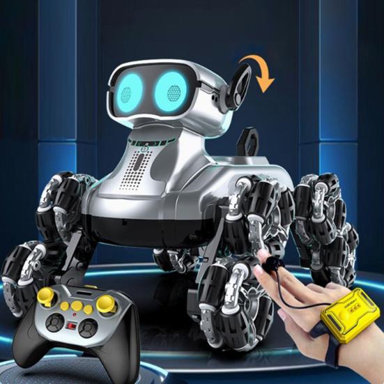 Remote Control Smart Robot Dog 8WD 360 Degrees Rotating Electric Robot with Music Light Toddlers Boys Girls Educational RC Stunt Car Puppy Toy