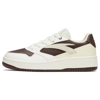 Life Collection 0 Sensitivity Anti-Slip Wear-Resistant Low-Top Skateboard Shoes Women's White Brown Sneakers 922318060-1
