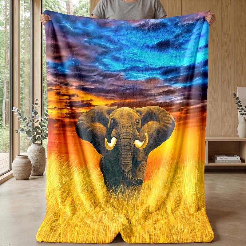 Elephant Warrior and Dragon Theme blanket Lightweight Warm Flannel Blanket Decorative Throw Blanket for Home Decoration