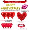 Happy Anniversary Balloon Set  Red Lips and Heart Aluminum Film Balloon Simulation Rose Petals for Valentine's Day Wedding