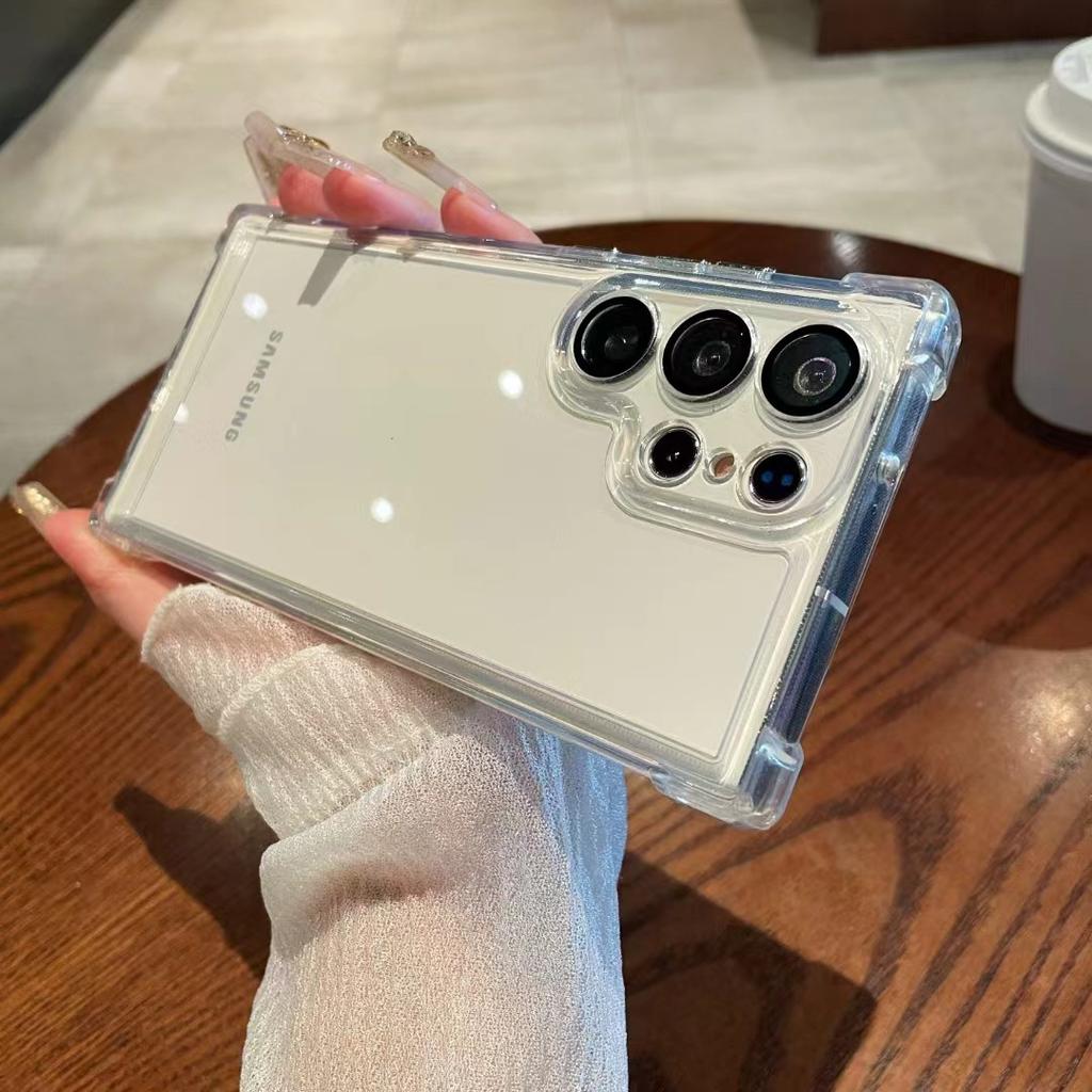 Applicable To Samsung S26Ultra Mobile Phone Case A56 with Lens Film Electroplated Four-corner Airbag All-inclusive Anti-drop TPU Soft Case