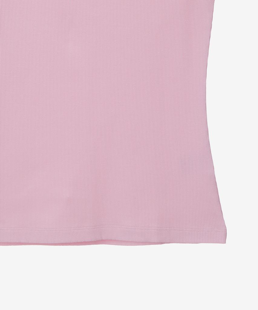 BASIC HOUSE Women'S Ribbed Short Sleeve T-Shirt Pink Lyts3201
