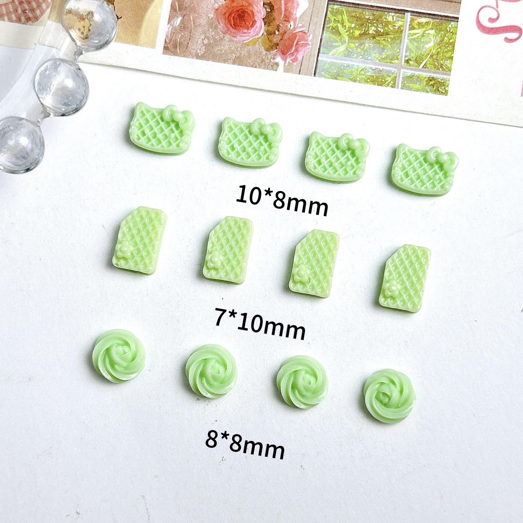 

New Nail Art Accessories Resin Luminous Cute Cat Head Chocolate Cookie Coffee Color DIY Nail Decoration Long Strip зелений