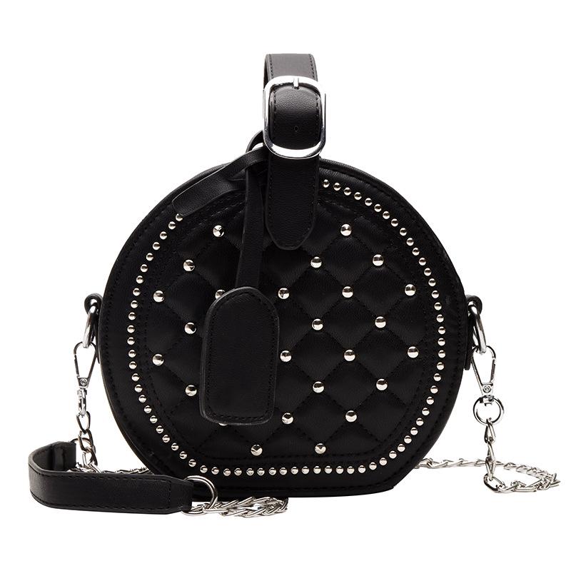 Bag 2019 Women's Bag Diamond Rivet Small Round Bag Tide Portable Crossbody Bag Wild Shoulder Bag