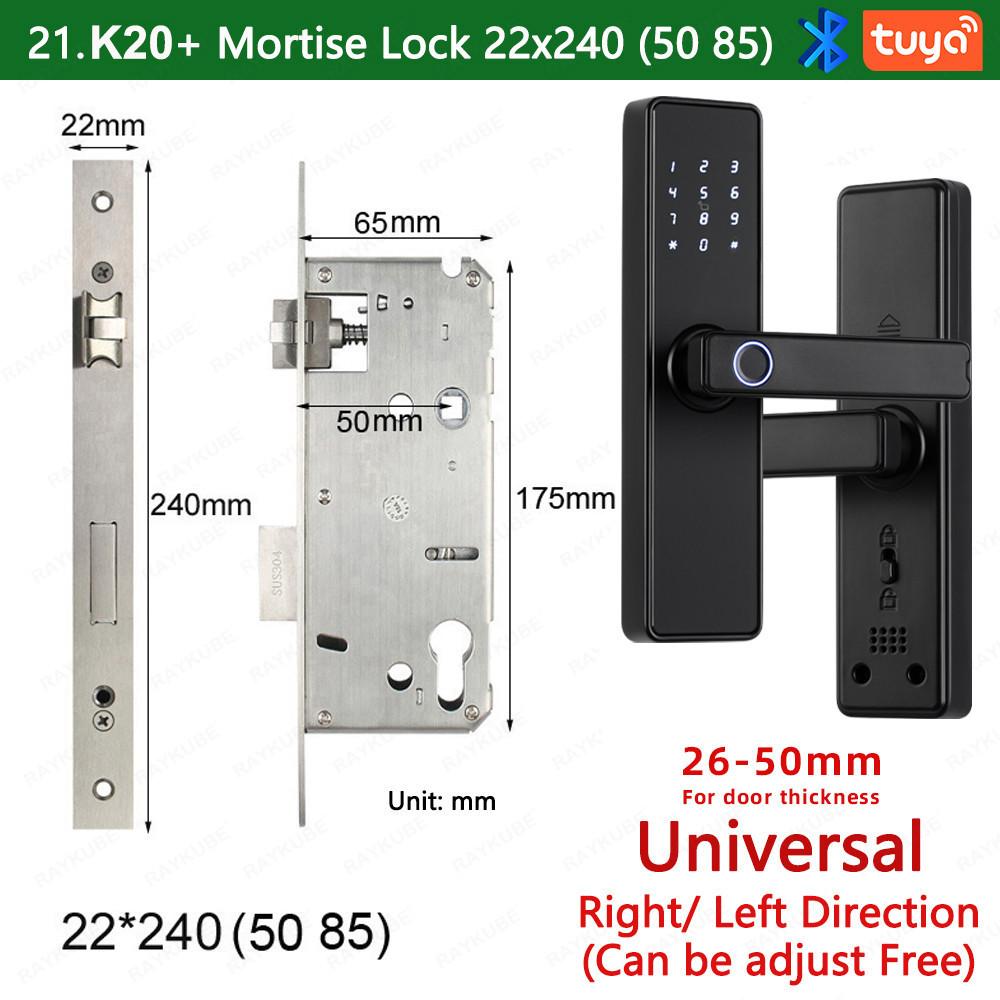 K20 Household Smart Electronic Door Lock with Tuya APP/IC Card/Password/ Key Unlock Biometric Fingerprint Door Lock