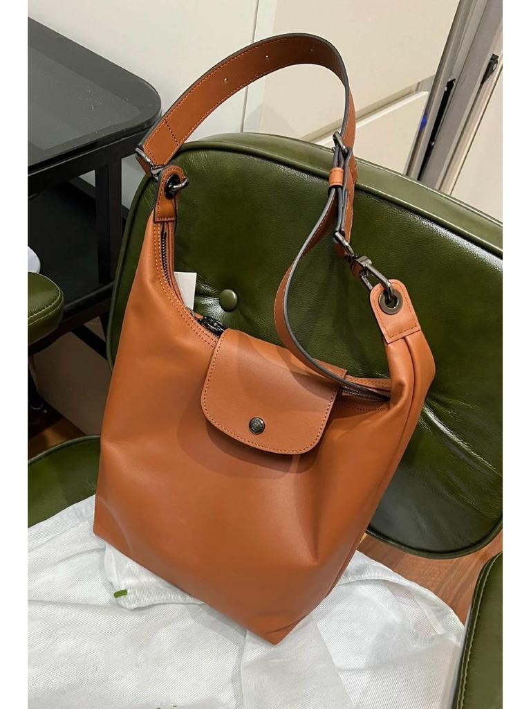 "2025 Dumpling Bag Series: Women's Strong Cowhide Hobo Shoulder & Messenger Bag"